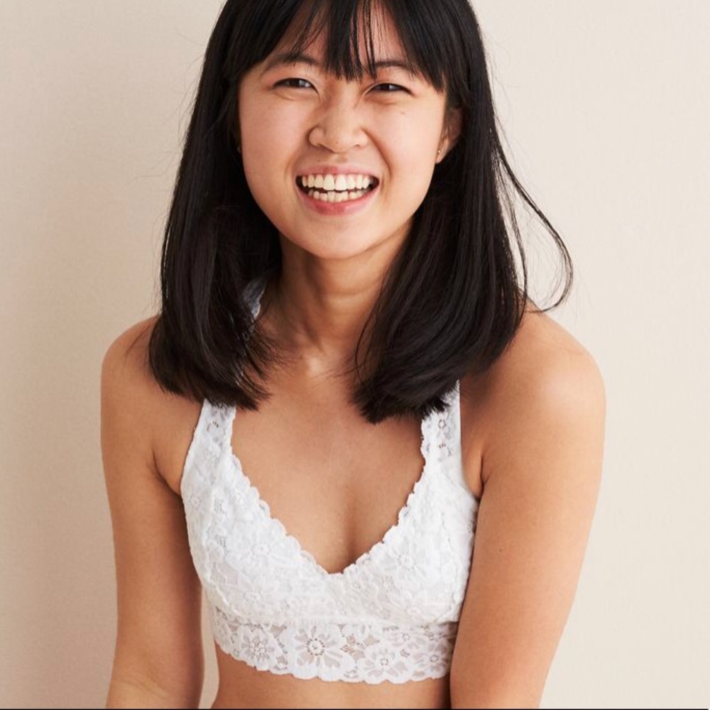 White Aerie Softest Lace Racerback Bralette, Small